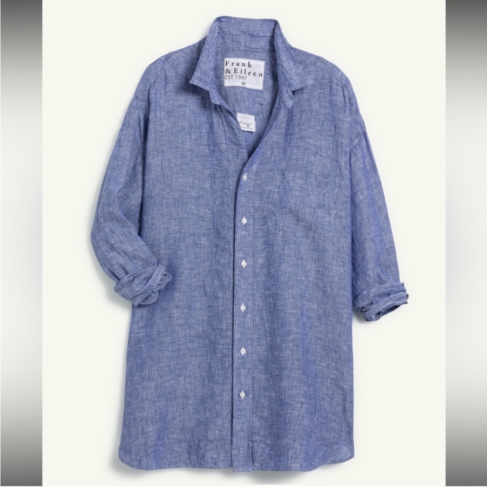 Frank & Eileen Mary Linen Blue Dress Womens Size S